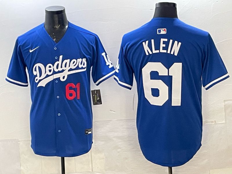 Men 2025 Nike Los Angeles Dodgers #61 Klein Blue Game MLB Jersey 015